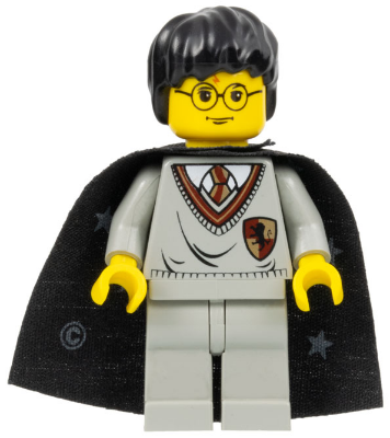 hp005 - Harry Potter - Gryffindor Shield Torso, Light Gray Legs, Black Cape with Stars