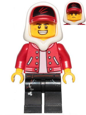 hs001 - Jack Davids - Red Jacket with Cap and Hood (Large Smile / Grumpy)