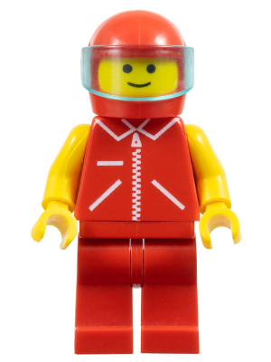 jred012 - Jacket Red with Zipper - Yellow Arms - Red Legs, Red Helmet, Trans-Light Blue Visor