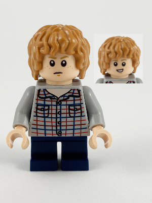 jw064 - Gray Mitchell - Light Bluish Gray Shirt, Dark Blue Short Legs