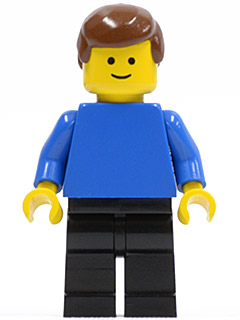 mmf005 - Plain Blue Torso with Blue Arms, Black Legs, Brown Male Hair