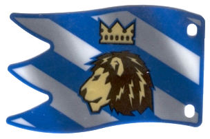 multipls09a - Plastic Part for Sets 8781 and 8801 - Horizontal Flag with Lion and Crown on Diagonal Blue and White Stripes Pattern