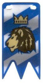 multipls09b - Plastic Part for Sets 8781 and 8801 - Vertical Flag with Lion and Crown on Diagonal Blue and White Stripes Pattern