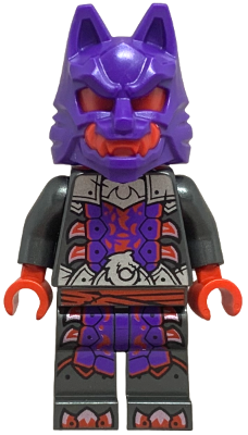 njo0895 - Wolf Mask Warrior - Dark Purple and Red Mask