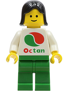 oct002 - Octan - White Logo, Green Legs, Black Female Hair