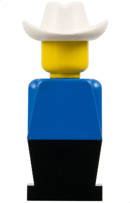 old029 - Legoland - Blue Torso, Black Legs, White Cowboy Hat