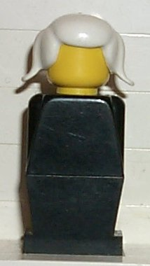 old037 - Legoland - Black Torso, Black Legs, White Pigtails Hair