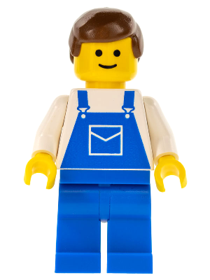ovr012 - Overalls Blue with Pocket, Blue Legs, Brown Male Hair