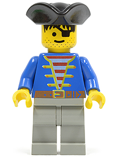 pi005 - Pirate Blue Jacket, Light Gray Legs, Black Pirate Triangle Hat