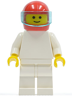 pln006 - Plain White Torso with White Arms, White Legs, Red Helmet