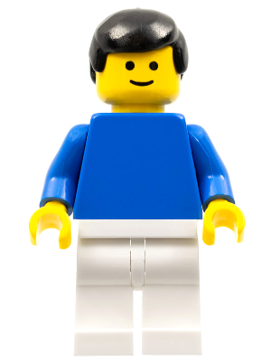 pln055 - Plain Blue Torso with Blue Arms, White Legs, Black Male Hair