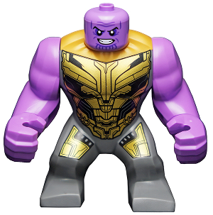 sh0733 - Thanos - Large Figure, Medium Lavender Arms Plain, Dark Bluish Gray Outfit with Gold Armor, Smile