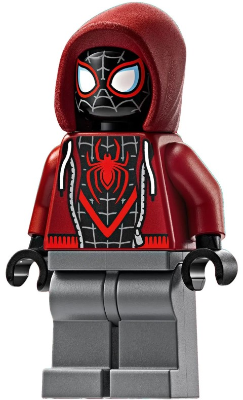 sh0943 - Spider-Man (Miles Morales) - Dark Red Hood, Dark Bluish Gray Legs