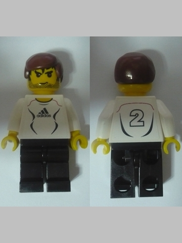 soc123s - Soccer Player White - Adidas Logo, White and Black Torso Stickers (#2)