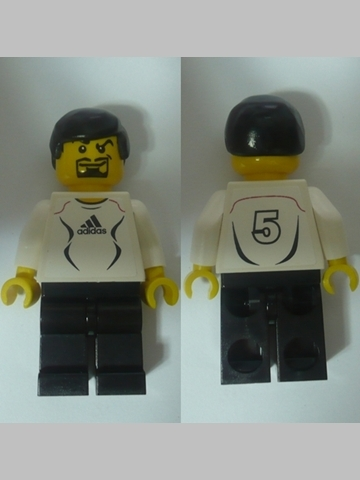 soc124s - Soccer Player White - Adidas Logo, White and Black Torso Stickers (#5)
