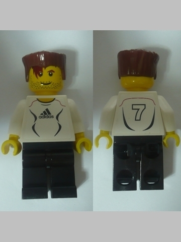 soc125s - Soccer Player White - Adidas Logo, White and Black Torso Stickers (#7)