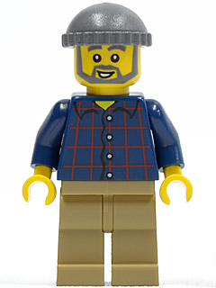 tls073 - LEGO Brand Store Male, Plaid Button Shirt, Dark Tan Legs (no back printing) {München}