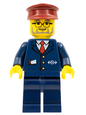 trn123 - Dark Blue Suit with Train Logo, Dark Blue Legs, Dark Red Hat - Conductor