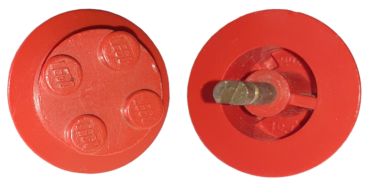 wheel1b - Train Wheel with 2 x 2 Stud Center, Beveled Tread and Cam Axle for Motor