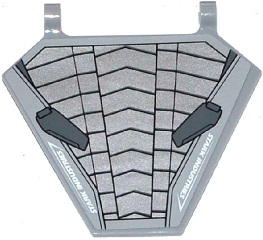 x1435pb021 - Flag 5 x 6 Hexagonal with Silver and Dark Bluish Gray Armor Plates and 'STARK INDUSTRIES' Pattern (Sticker) - Set 76031