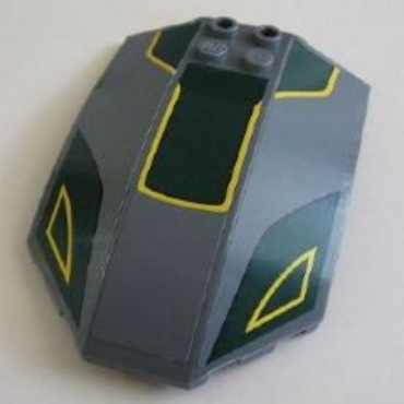 x224pb026 - Windscreen 8 x 6 x 2 Curved with Yellow Lines and Dark Green Pattern (Stickers) - Set 7930