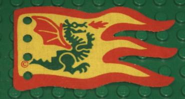 x376px1 - Cloth Flag 8 x 5 Wave with Red Border and Green Dragon Pattern - Single-Sided Print