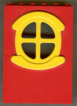 x635c02 - Fabuland Building Wall 2 x 6 x 7 with Round Symmetric Yellow Window