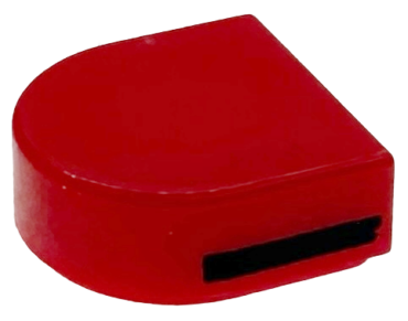 24246pb063R - Tile, Round 1 x 1 Half Circle Extended with Black Line Pattern Model Right Side