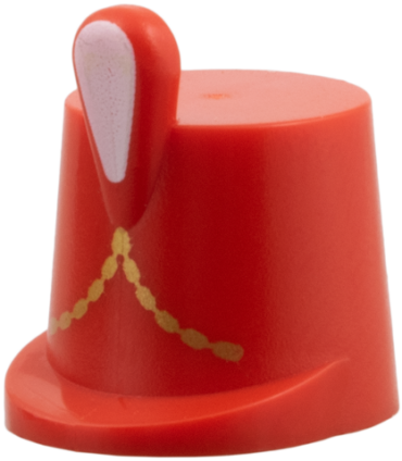 2545pb04 - Minifigure, Headgear Hat, Imperial Guard Shako with White Feather Plume and Gold Braided Chevron Pattern