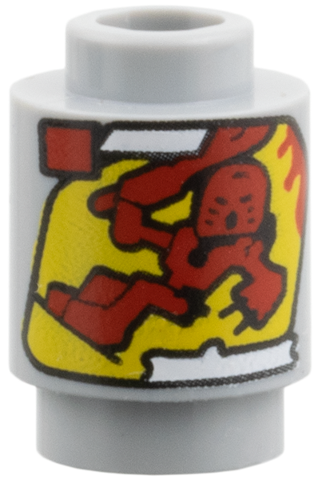 3062pb089 - Brick, Round 1 x 1 with 8534-1 Bionicle Toa Tahu Cannister Pattern