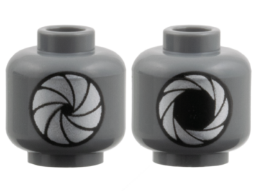 3626pb4144 - Minifigure, Head Dual Sided, Silver Iris Aperture, Closed / Open Pattern