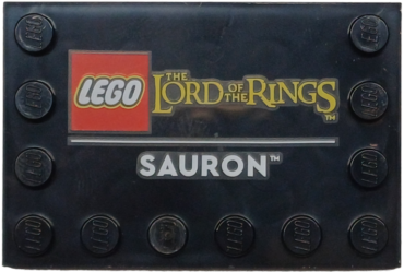 6180pb210 - Tile, Modified 4 x 6 with Studs on Edges with LEGO The Lord of the Rings Logo and White 'SAURON' Pattern