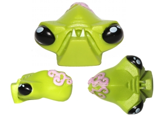 95202pb01 - Minifigure, Head, Modified Alien with 2 Fangs, Black Eyes, and Bright Pink Brain Tissue Pattern