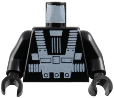 973p52c01 - Torso Space White Harness and Chest Panel with Rivets Pattern (Blacktron I) / Black Arms / Black Hands