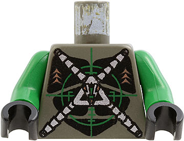 973pb0037c01 - Torso Space Insectoids Silver X on Green Verniers Pattern / Green Arms / Black Hands