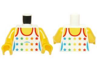 973pb0567c01 - Torso City Female White Top with Rainbow Stars Pattern / Yellow Arms / Yellow Hands