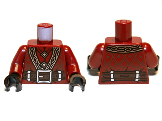 973pb1337c01 - Torso LotR Coat with Diamond Buttons and Large Silver Buckle Pattern / Dark Red Arms / Black Hands