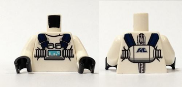 973pb1689c01 - Torso Protective Suit with Back Zipper and Astor City 'AC' Pattern / White Arms / Black Hands