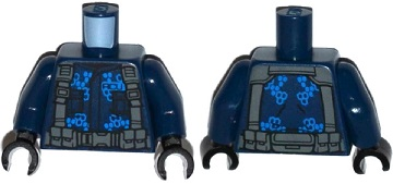 973pb2059c01 - Torso 'ACU' Jacket with Dark Bluish Gray Straps and Belt with Pouches Pattern / Dark Blue Arms / Black Hands