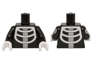 973pb2108c01 - Torso White Minifigure Skeleton Pattern / Black Arms with White Minifigure Skeleton Pattern / White Hands