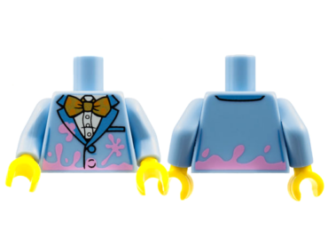 973pb3074c01 - Torso Jacket with Gold Bow Tie and Bright Pink Splotches Pattern / Bright Light Blue Arms / Yellow Hands