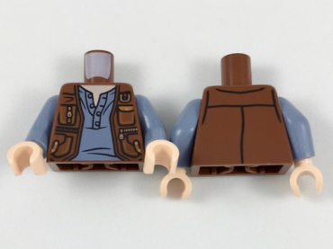 973pb3118c01 - Torso Vest with Pockets and Gold Clasps and Zippers over Sand Blue Shirt Pattern / Sand Blue Arms / Light Nougat Hands