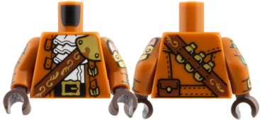 973pb6594c01 - Torso Coat, White Ruffled Shirt, Reddish Brown Strap, Gold Filigree, Armor, Buckle Pattern / Arm, Left with Gold Armor and Buckle, Metallic Copper Bat Pattern / Arm, Right with Bright Green Vials, Gold Buckle Pattern / Dark Brown Hands
