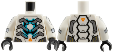 973pb6604c01 - Torso Armor, Silver Tubes, Medium Azure Circle, Orange Triangle Pattern / White Arms with Circle and Silver Chevron Pattern / Black Hands