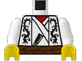 973pn0c01 - Torso Castle Ninja Samurai Dragon Robe Pattern / White Arms / Yellow Hands