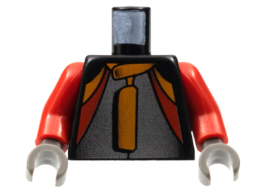 973px270c01 - Torso Racers Jacket with Orange, Red, Silver Pattern / Red Arms / Dark Gray Hands