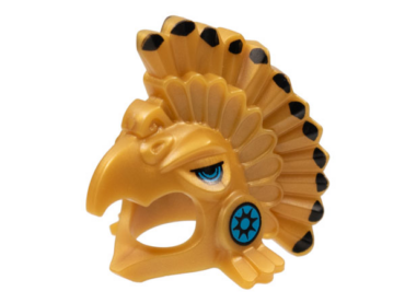 99243pb01 - Minifigure, Headgear Headdress Aztec Bird with Black Feather Tips and Medium Azure Eyes and Cheeks Pattern