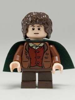 lor028 - Frodo Baggins - Dark Green Cape, Dark Brown Short Legs