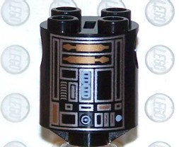 30361px5 - Brick, Round 2 x 2 x 2 Robot Body with Silver Lines and Copper Pattern (Imperial Astromech Droid)