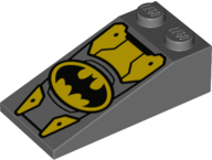 30363pb038 - Slope 18 4 x 2 with Oval Batman Logo and Yellow Armor Plates Pattern